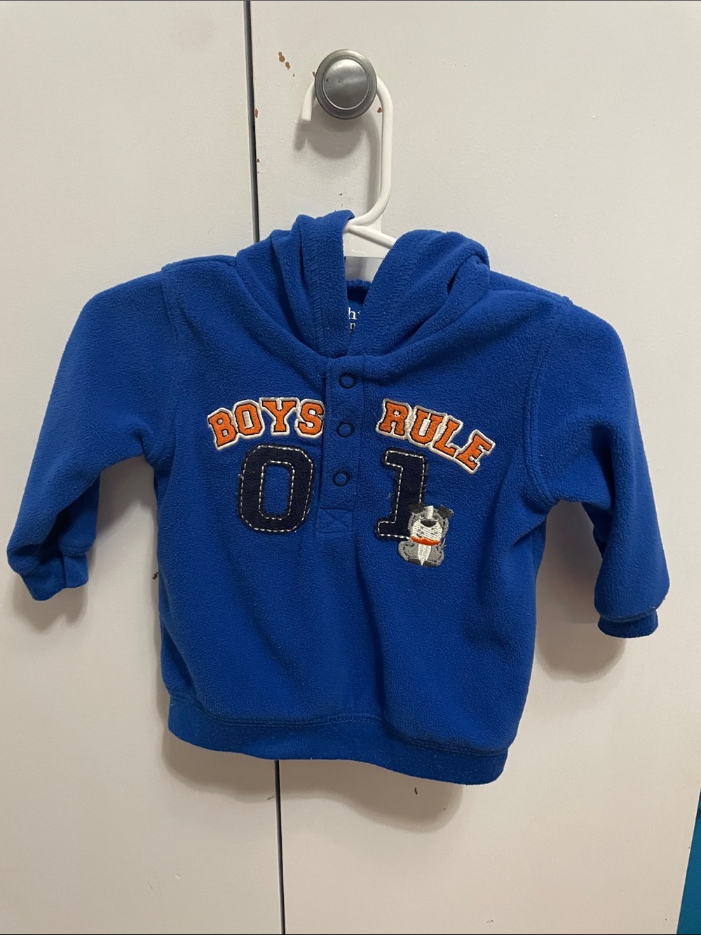 Carter's Royal Blue Hooded Fleece 'Boys Rule' Pullover